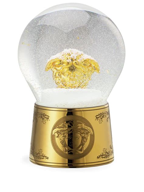 Versace Golden Medusa Glass Snow Globe .